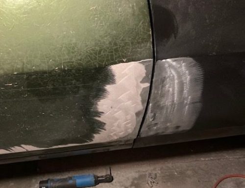 Rust work on passenger door + starting fix for fender
