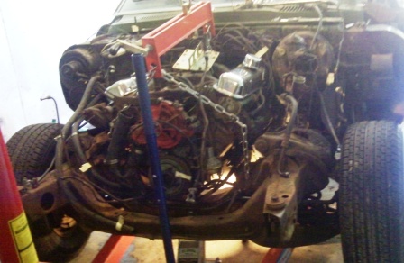 Step 1 to removing the 68 Pontiac Firebird engine.